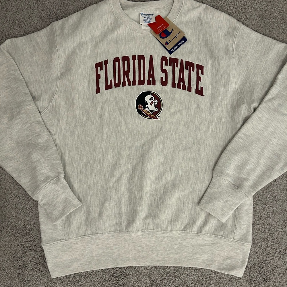 Champion Reverse Weave Grey Florida State Men Sweatshirt Sz L